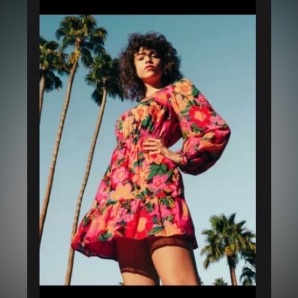 Billabong Heaven Sent Floral Long Sleeve Open Back Mini Dress SZ M - Picture 11 of 11